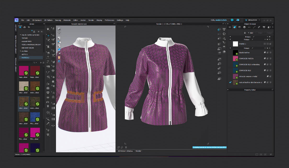 Modellazione 3D di capi d'abbigliamento per la gestione del prodotto moda.