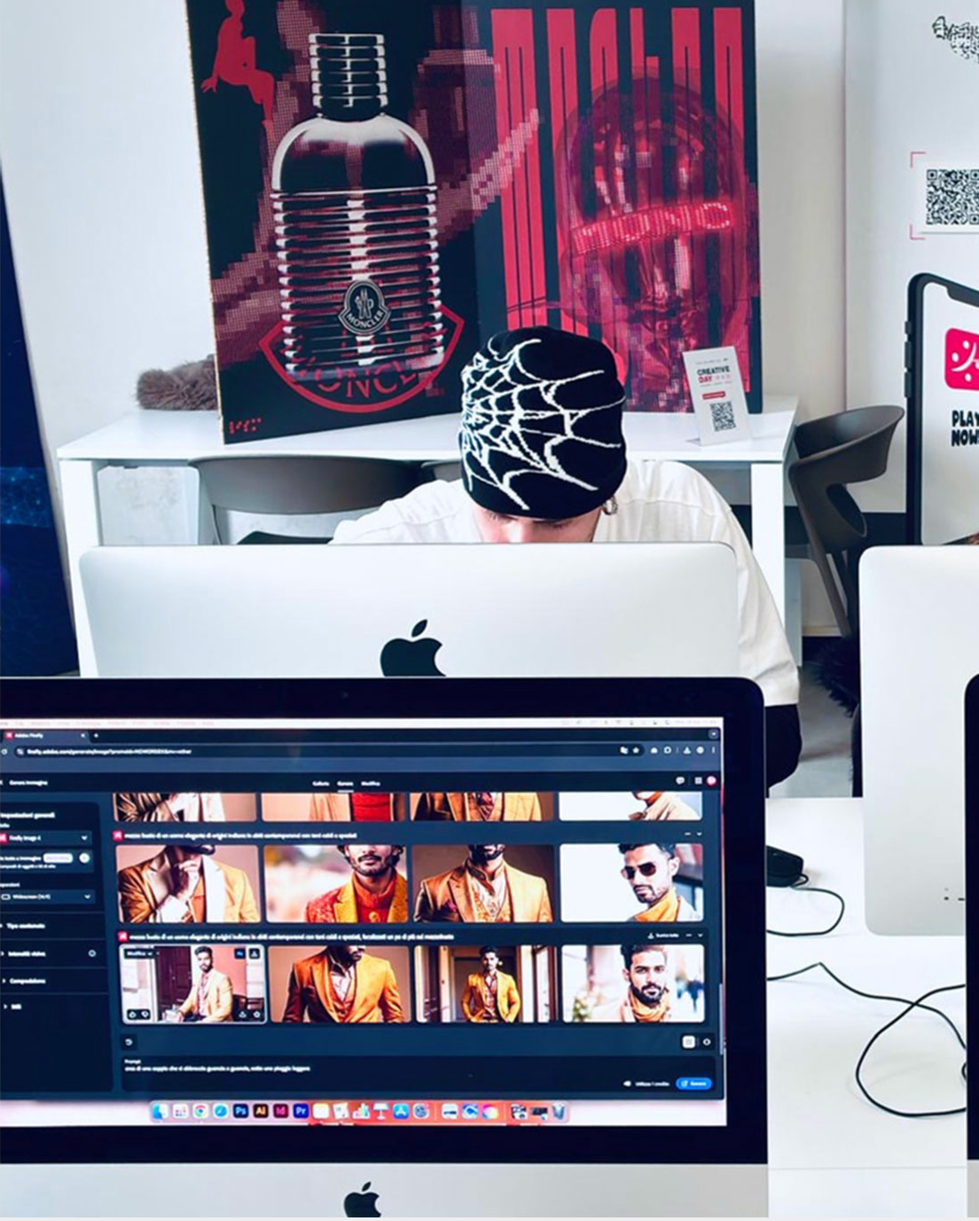 Studentessa che lavora su strategia editoriale e contenuti digitali, in ambiente di studio professionale.